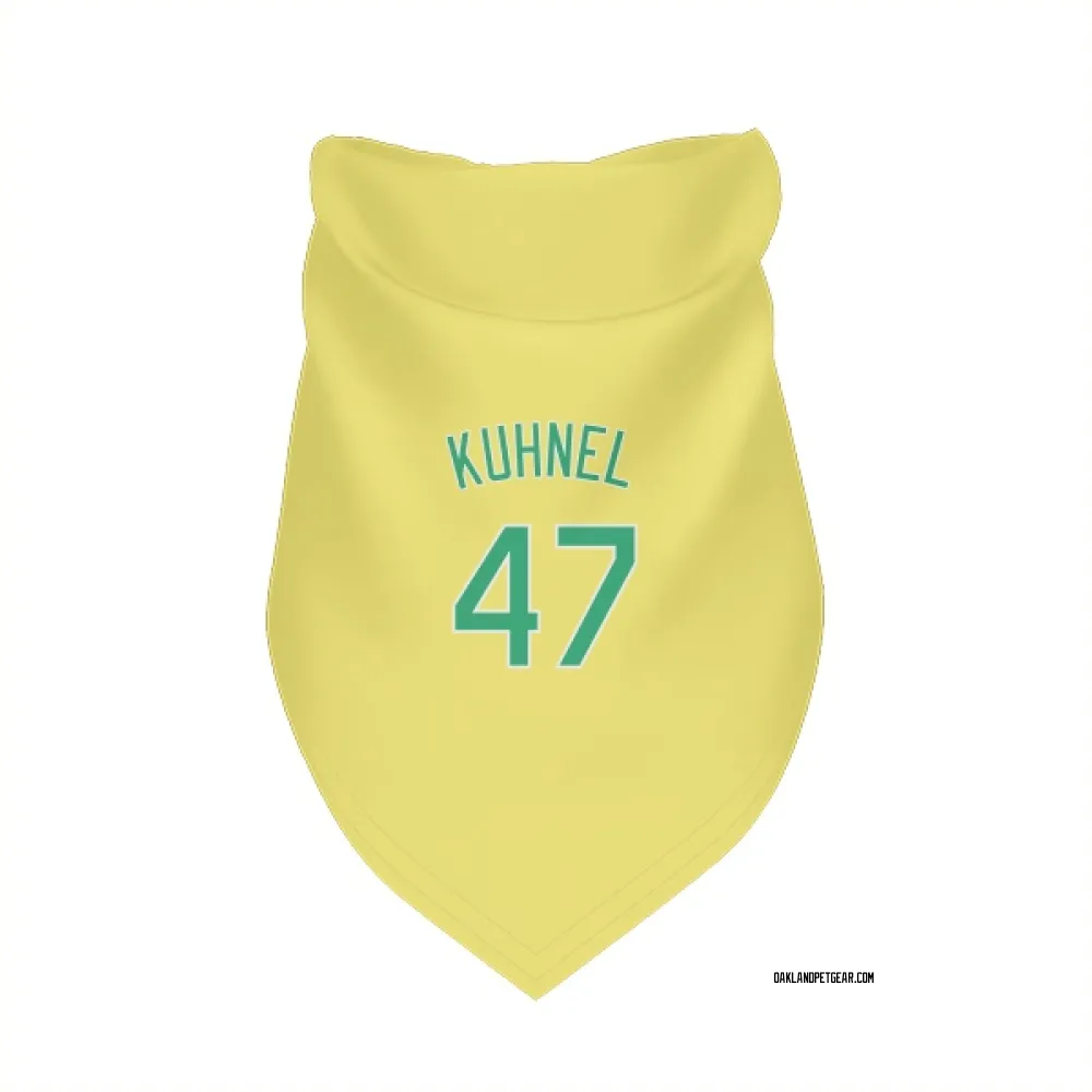 Oakland Athletics Joel Kuhnel Yellow Pet Bandana for Dog & Cat