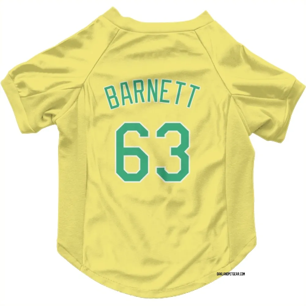 Oakland Athletics Mason Barnett Yellow Pet Jersey for Dog & Cat